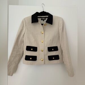 J. Crew Beige and Black Jacket with Gold Buttons